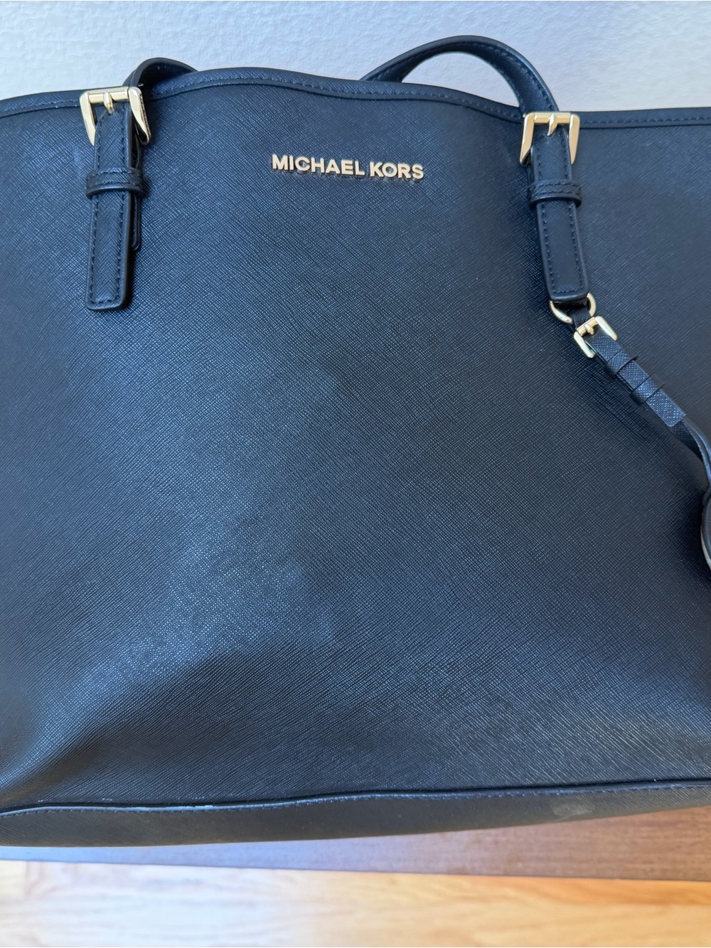 Michael Kors Black Saffiano Tote with Gold Hardware - Picture 2 of 6